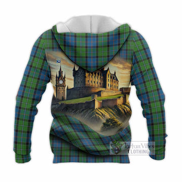 Tartan Vibes Clothing Stirling Tartan Family Crest Knitted Hoodie with Scottish Ancient Castle Style