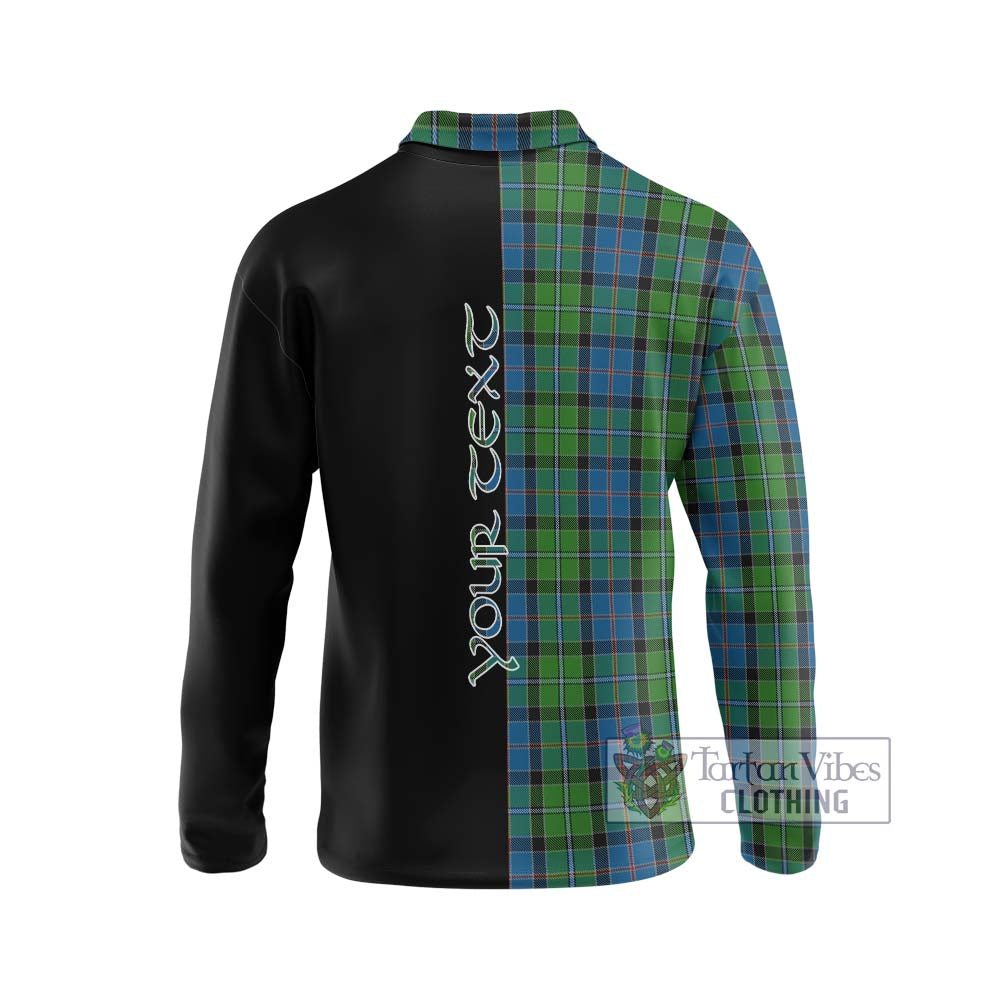 Stirling Tartan Long Sleeve Polo Shirt with Family Crest and Half Of Me Style - Tartanvibesclothing Shop