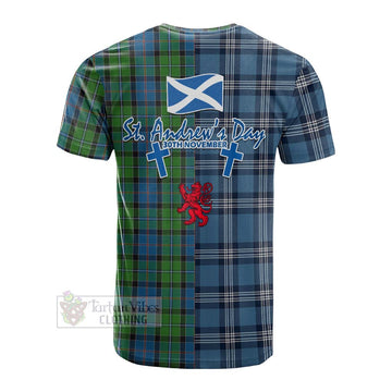 Tartan Vibes Clothing Stirling Tartan Cotton T-shirt Happy St. Andrew's Day Half Tartan Style