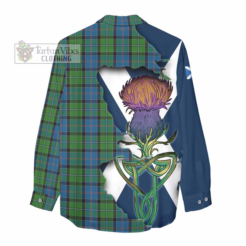 Tartan Vibes Clothing Stirling Tartan Family Crest Women's Casual Shirt Scottish Thistle Celtic Inspired
