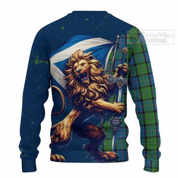 Tartan Vibes Clothing Stirling Tartan Family Crest Knitted Sweater with Scottish Majestic Lion