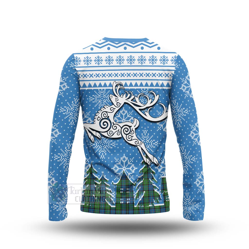 Tartan Vibes Clothing Stirling Clan Christmas Long Sleeve T-Shirt Celtic Reindeer Style