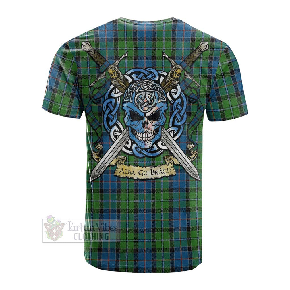Tartan Vibes Clothing Stirling Tartan Cotton T-shirt with Family Crest Celtic Skull Style