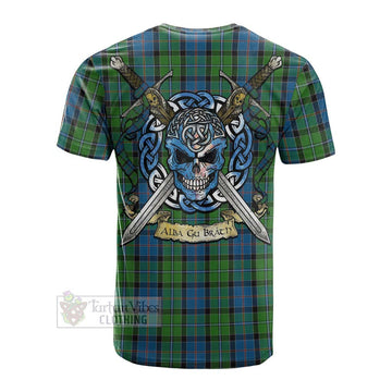 Tartan Vibes Clothing Stirling Tartan Cotton T-shirt with Family Crest Celtic Skull Style