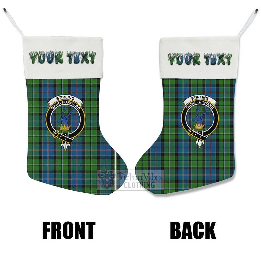 Tartan Vibes Clothing Stirling Tartan Family Crest Christmas Stocking with Personalized Text