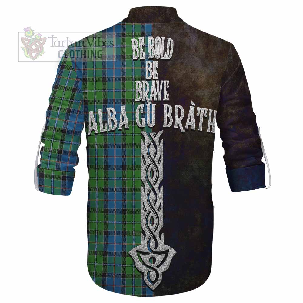 Tartan Vibes Clothing Stirling Tartan Family Crest Ghillie Kilt Shirt Alba Gu Brath Be Brave Lion Ancient Style