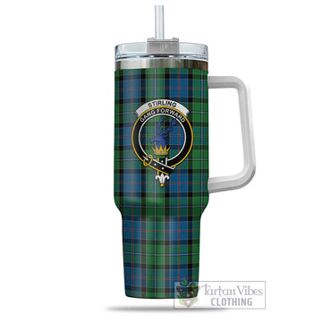 Stirling Tartan and Family Crest Tumbler with Handle