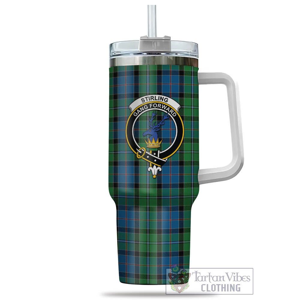 Tartan Vibes Clothing Stirling Tartan and Family Crest Tumbler with Handle