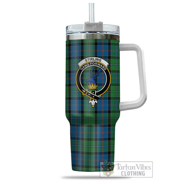Tartan Vibes Clothing Stirling Tartan and Family Crest Tumbler with Handle