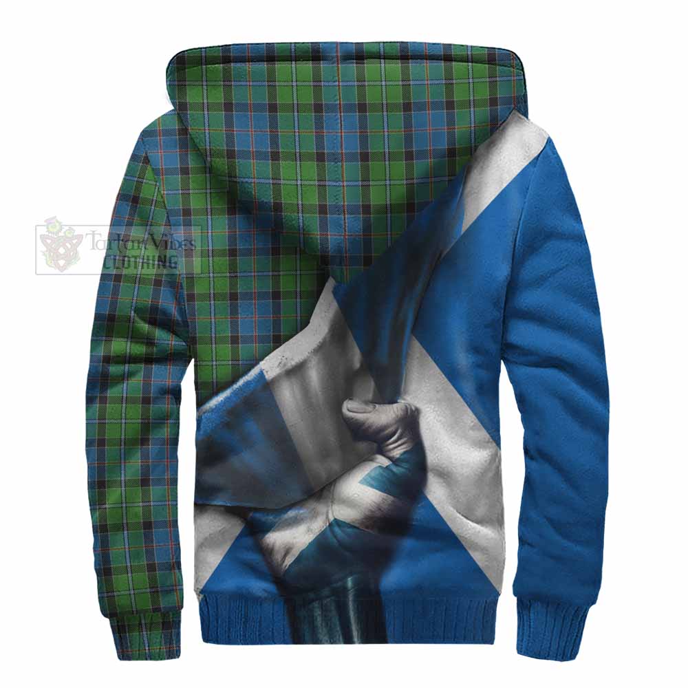 Tartan Vibes Clothing Stirling Tartan Sherpa Hoodie with Family Crest Scotland Patriotic Style