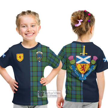 Tartan Vibes Clothing Stirling Tartan Kid T-Shirt with Scottish Lion Royal Arm Half Style