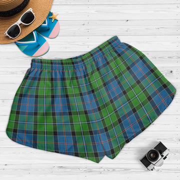 Stirling Tartan Womens Shorts with Family Crest