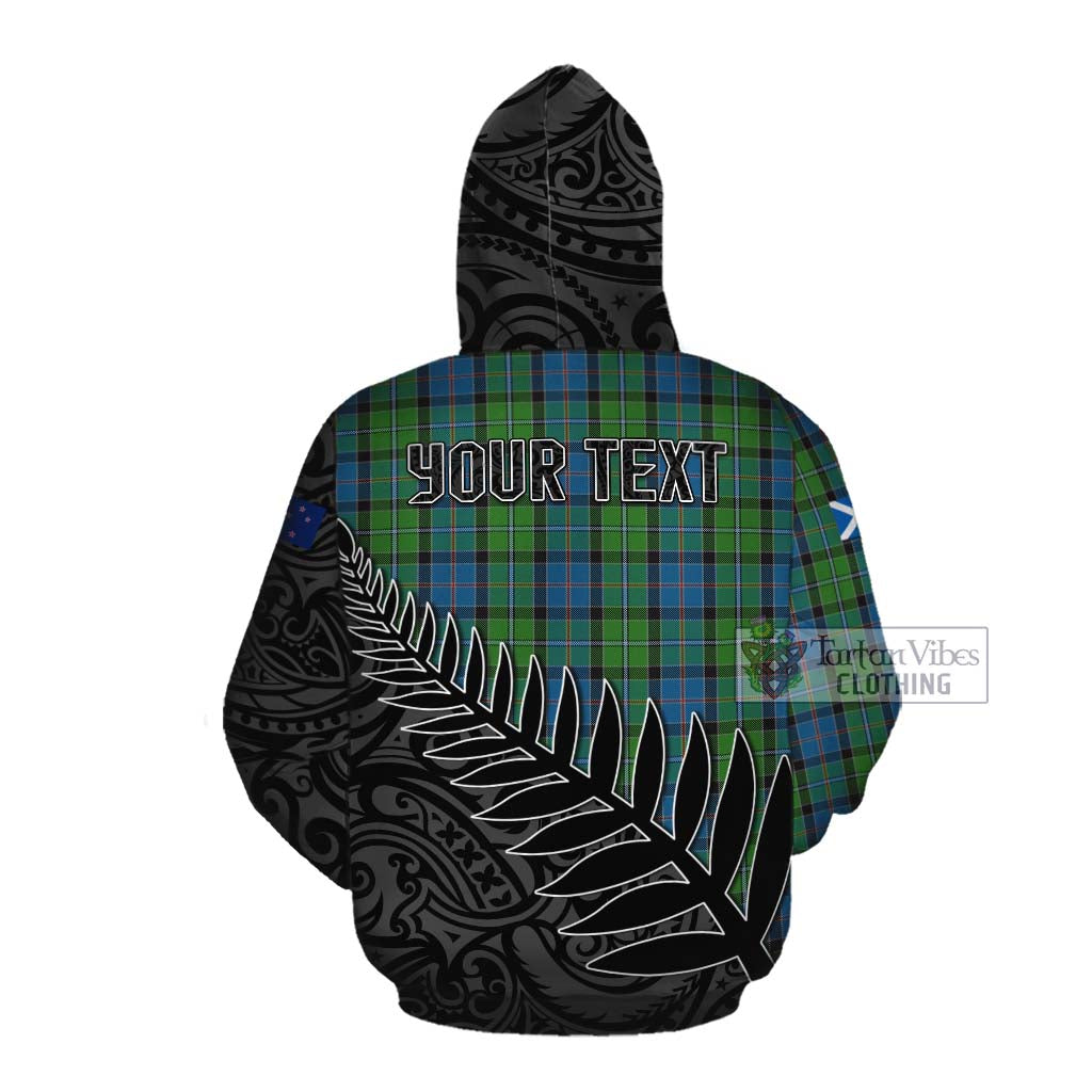 Tartan Vibes Clothing Stirling Crest Tartan Cotton Hoodie with New Zealand Silver Fern Half Style