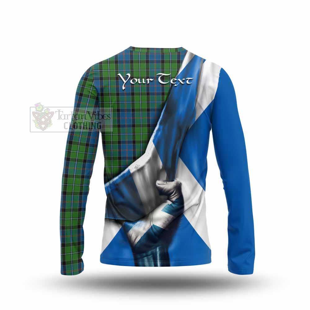 Tartan Vibes Clothing Stirling Tartan Long Sleeve T-Shirt with Family Crest Scotland Patriotic Style