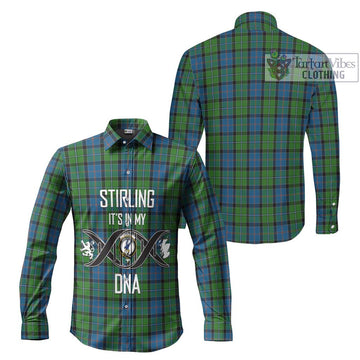 Stirling Tartan Long Sleeve Button Shirt with Family Crest DNA In Me Style Men's Shirt - Tartanvibesclothing Shop