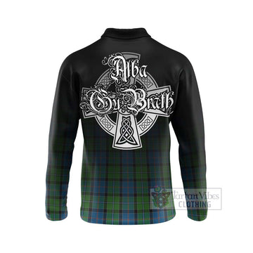 Tartan Vibes Clothing Stirling Tartan Long Sleeve Polo Shirt Featuring Alba Gu Brath Family Crest Celtic Inspired