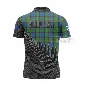 Tartan Vibes Clothing Stirling Crest Tartan Zipper Polo Shirt with New Zealand Silver Fern Half Style