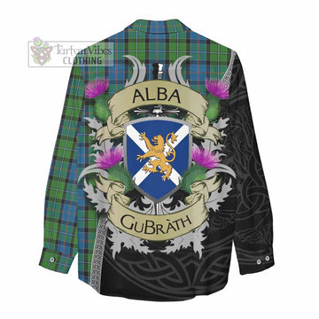 Tartan Vibes Clothing Stirling Tartan Family Crest Women's Casual Shirt Lion Rampant Royal Thistle Shield Celtic Inspired