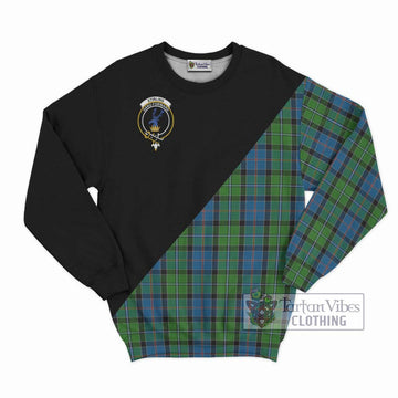 Stirling Tartan Sweatshirt with Family Crest and Military Logo Style - Tartanvibesclothing Shop