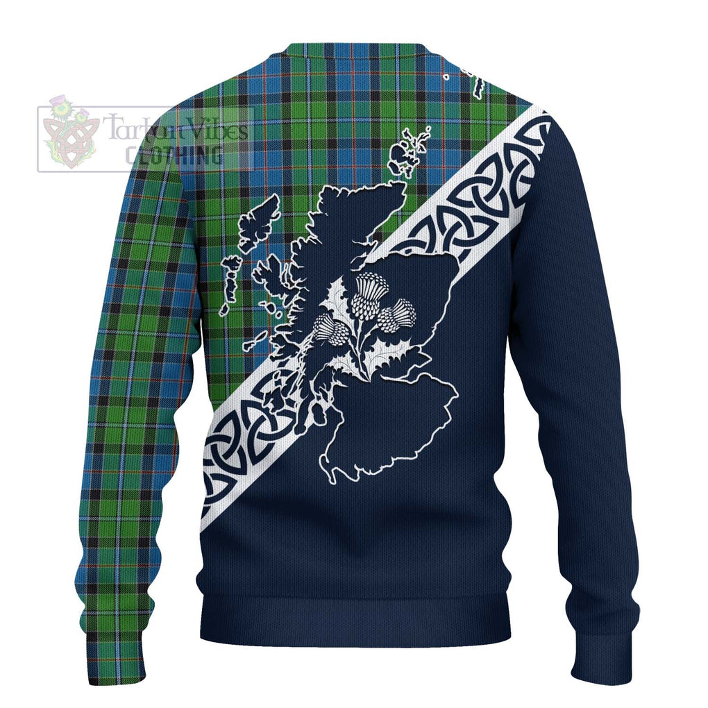 Tartan Vibes Clothing Stirling Tartan Knitted Sweater Featuring Thistle and Scotland Map
