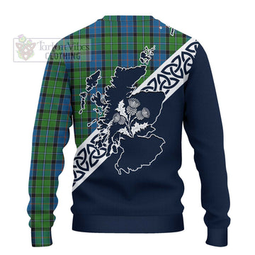 Tartan Vibes Clothing Stirling Tartan Knitted Sweater Featuring Thistle and Scotland Map
