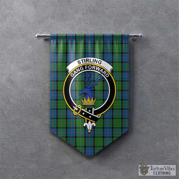 Stirling Tartan Gonfalon, Tartan Banner with Family Crest
