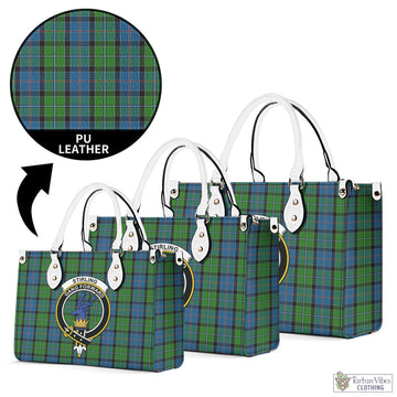 Stirling Tartan Luxury Leather Handbags with Family Crest
