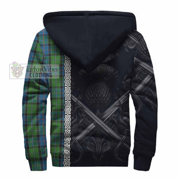 Tartan Vibes Clothing Stirling Tartan Sherpa Hoodie with Family Crest Cross Sword Thistle Celtic Vibes