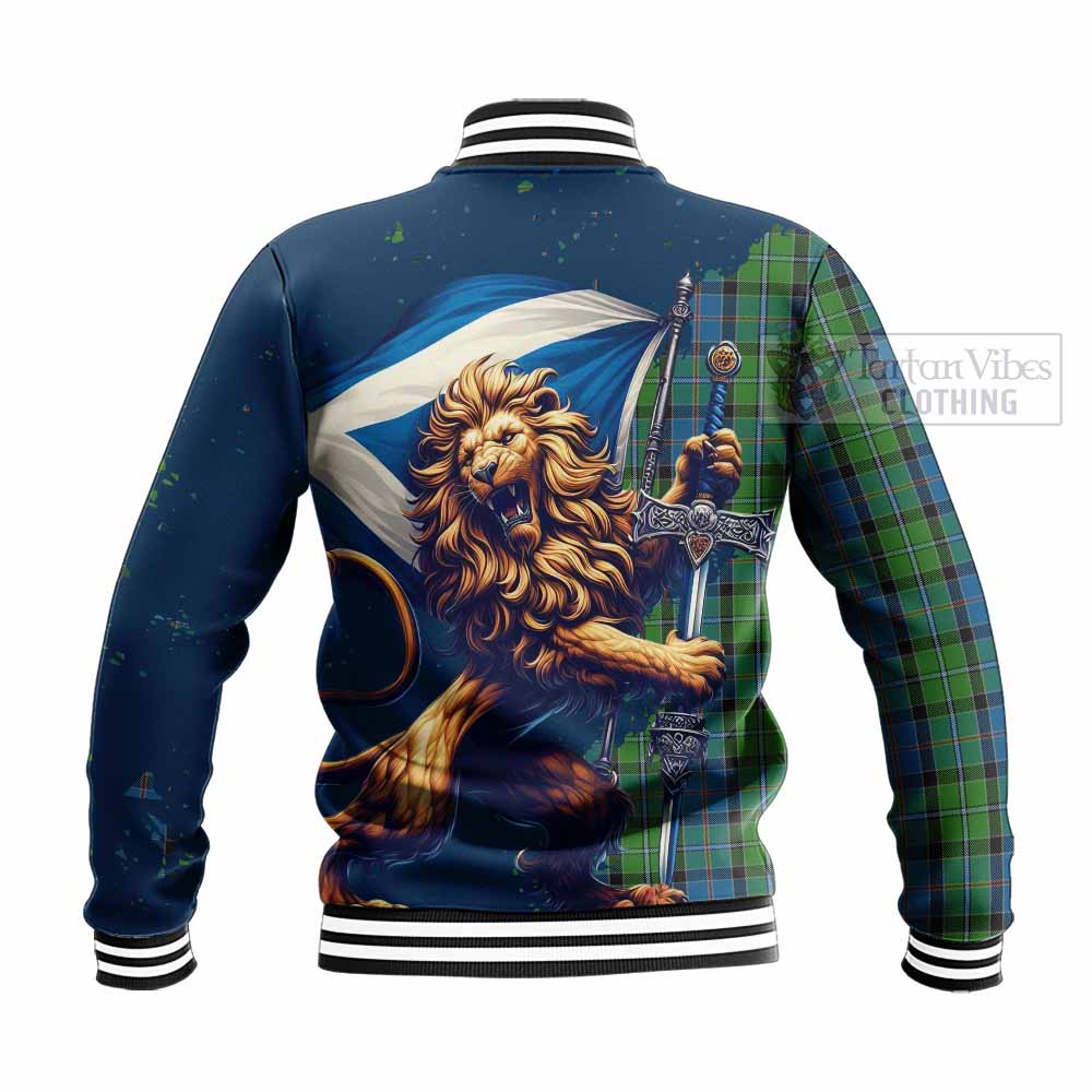Tartan Vibes Clothing Stirling Tartan Family Crest Baseball Jacket with Scottish Majestic Lion