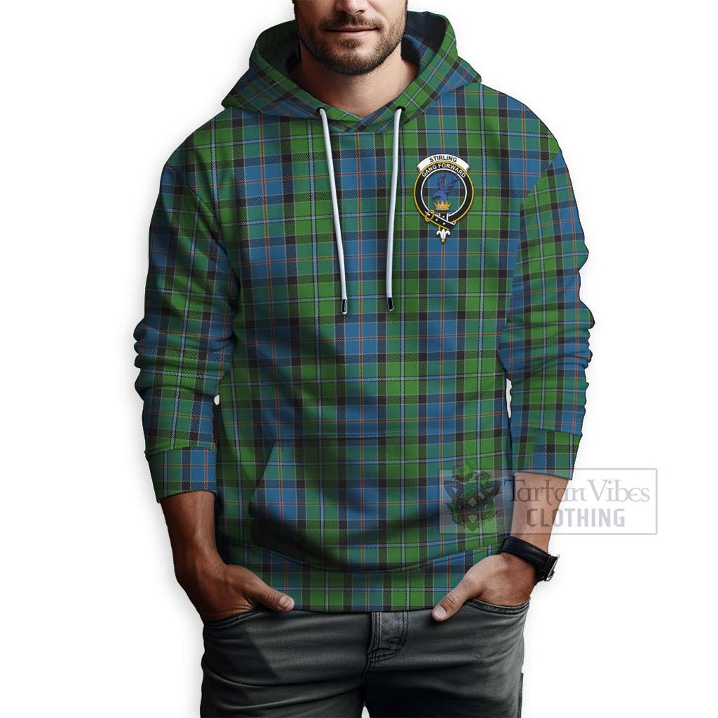 Tartan Vibes Clothing Stirling Tartan Hoodie with Family Crest and Bearded Skull Holding Bottles of Whiskey