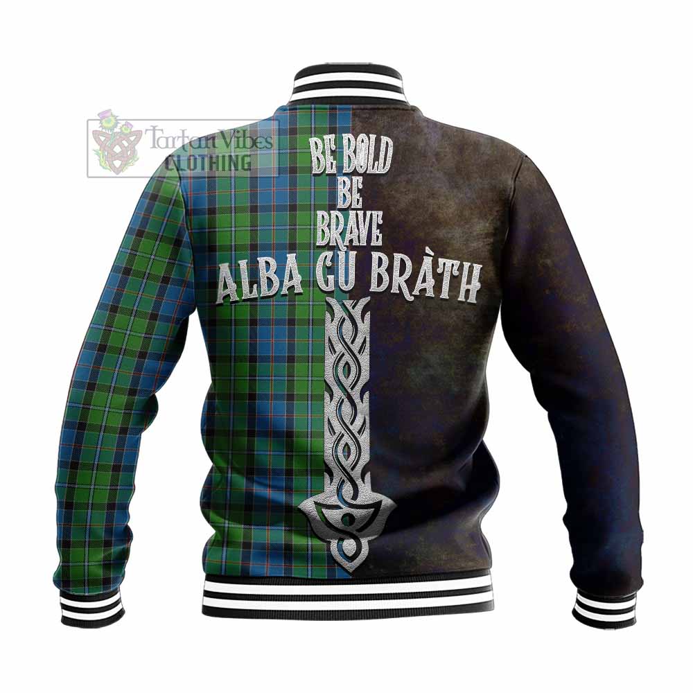 Tartan Vibes Clothing Stirling Tartan Family Crest Baseball Jacket Alba Gu Brath Be Brave Lion Ancient Style