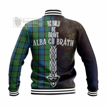 Tartan Vibes Clothing Stirling Tartan Family Crest Baseball Jacket Alba Gu Brath Be Brave Lion Ancient Style