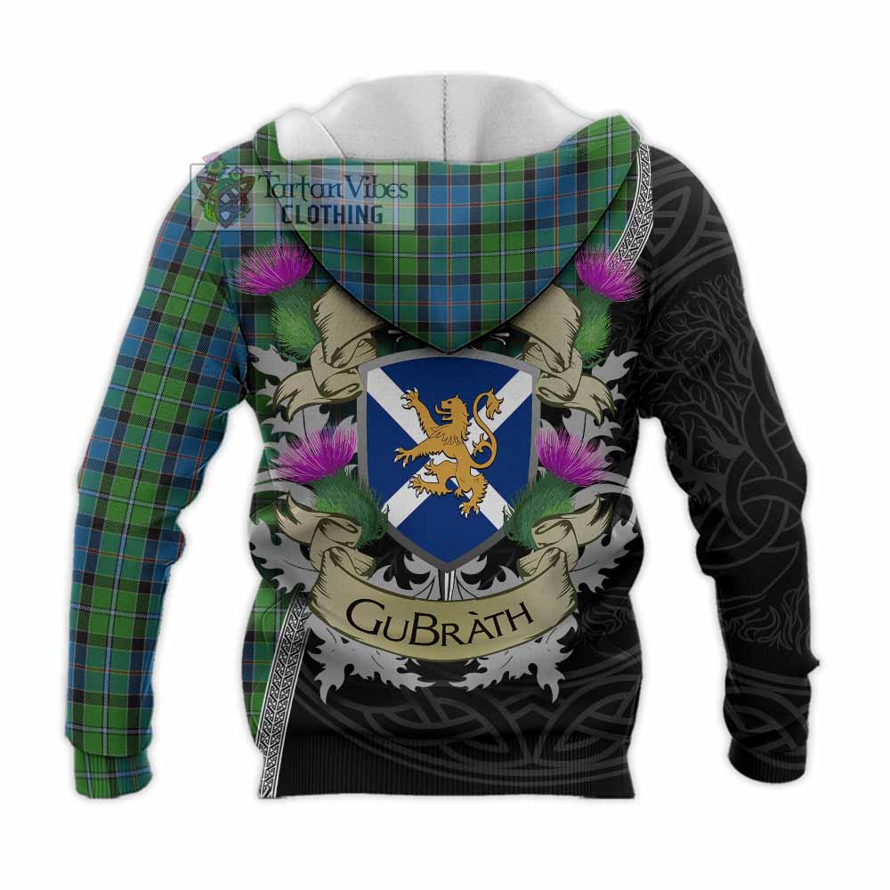 Tartan Vibes Clothing Stirling Tartan Family Crest Knitted Hoodie Lion Rampant Royal Thistle Shield Celtic Inspired