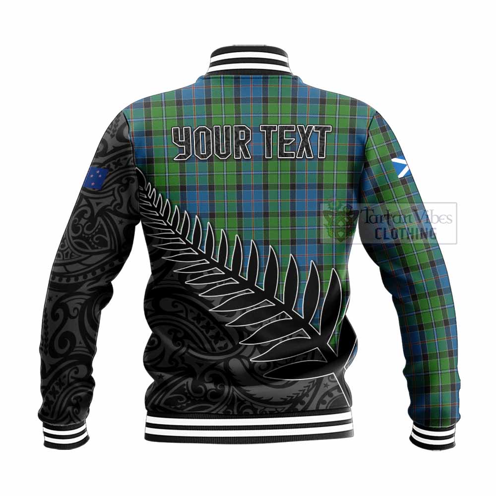 Tartan Vibes Clothing Stirling Crest Tartan Baseball Jacket with New Zealand Silver Fern Half Style