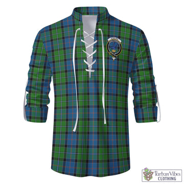 Stirling Tartan Men's Scottish Traditional Jacobite Ghillie Kilt Shirt with Family Crest