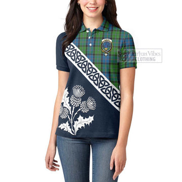 Tartan Vibes Clothing Stirling Tartan Women's Polo Shirt Featuring Thistle and Scotland Map