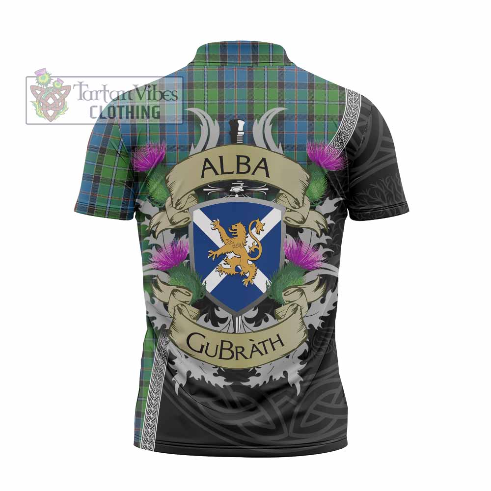 Tartan Vibes Clothing Stirling Tartan Family Crest Zipper Polo Shirt Lion Rampant Royal Thistle Shield Celtic Inspired