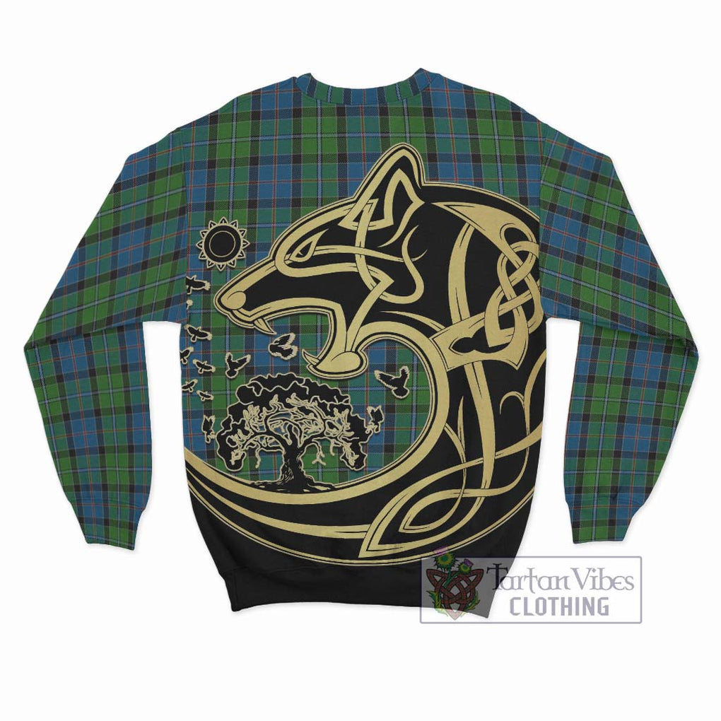 Stirling Tartan Sweatshirt with Family Crest Celtic Wolf Style - Tartan Vibes Clothing