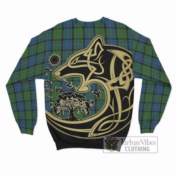 Stirling Tartan Sweatshirt with Family Crest Celtic Wolf Style - Tartan Vibes Clothing