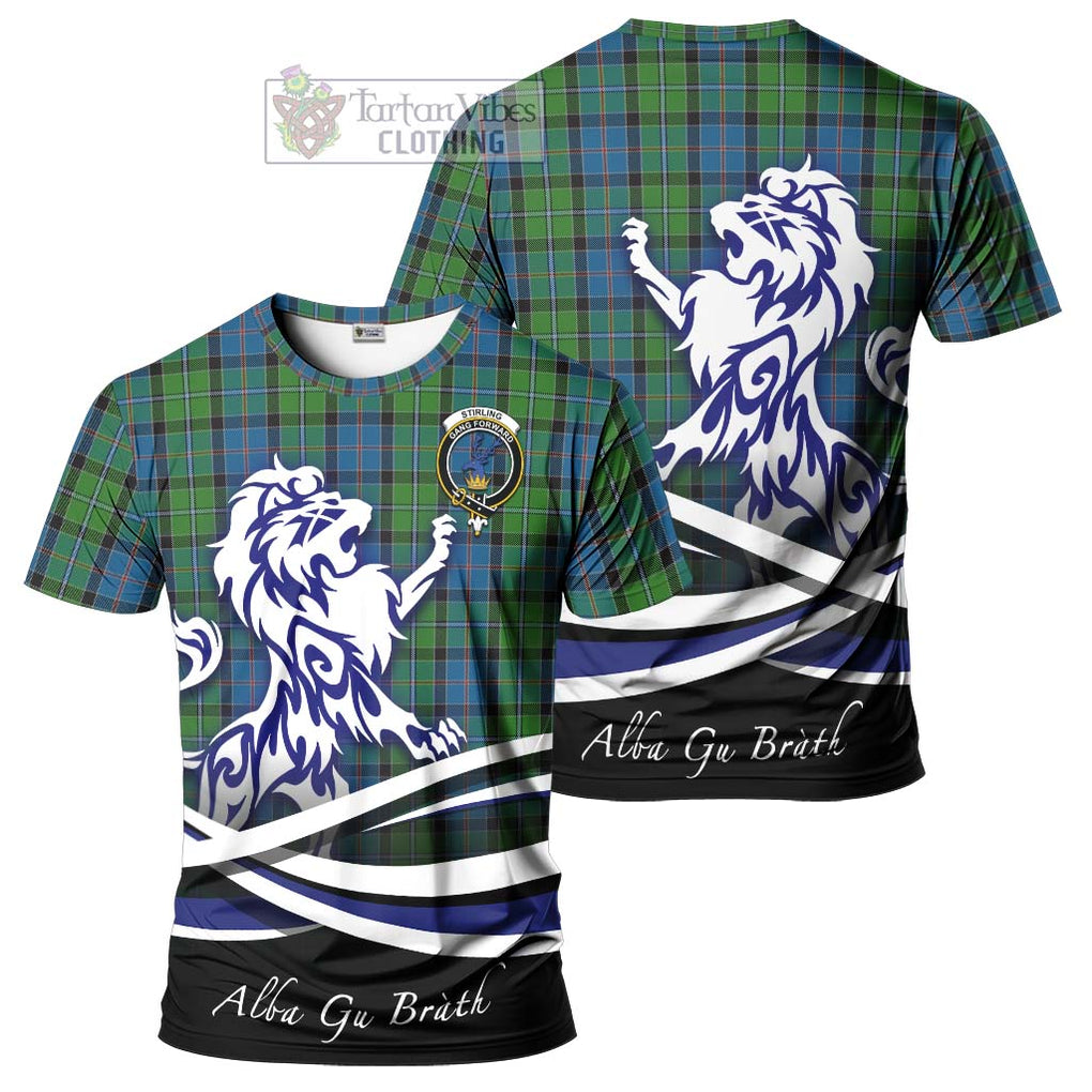 Tartan Vibes Clothing Stirling Tartan Cotton T-shirt with Alba Gu Brath Regal Lion Emblem
