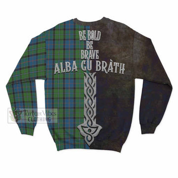 Tartan Vibes Clothing Stirling Tartan Family Crest Sweatshirt Alba Gu Brath Be Brave Lion Ancient Style