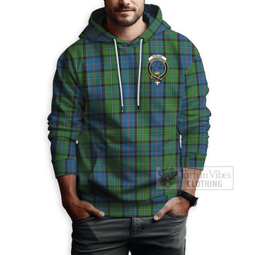 Tartan Vibes Clothing Stirling Tartan Hoodie with Family Crest Celtic Skull Style