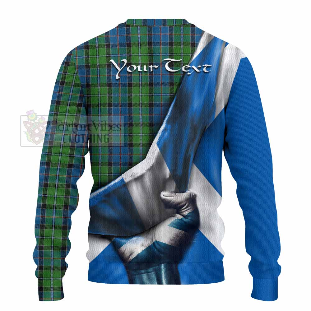 Tartan Vibes Clothing Stirling Tartan Knitted Sweater with Family Crest Scotland Patriotic Style