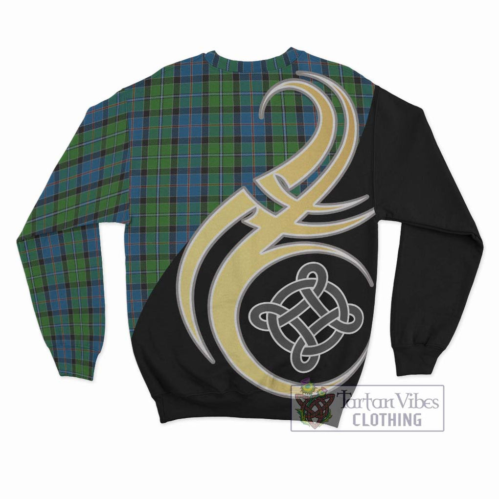 Stirling Tartan Sweatshirt with Family Crest and Celtic Symbol Style - Tartan Vibes Clothing