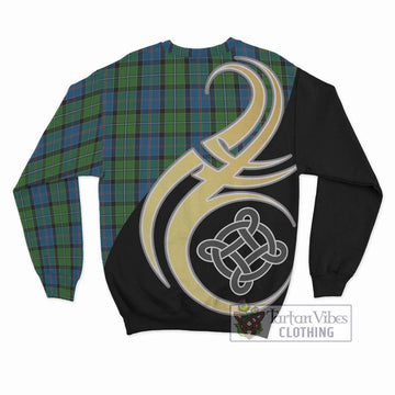 Stirling Tartan Sweatshirt with Family Crest and Celtic Symbol Style - Tartan Vibes Clothing