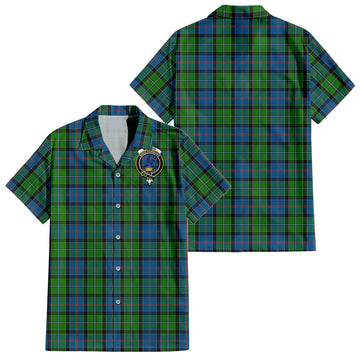 Stirling Tartan Short Sleeve Button Down Shirt with Family Crest