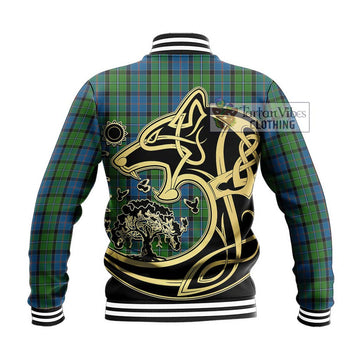 Stirling Tartan Baseball Jacket with Family Crest Celtic Wolf Style - Tartan Vibes Clothing