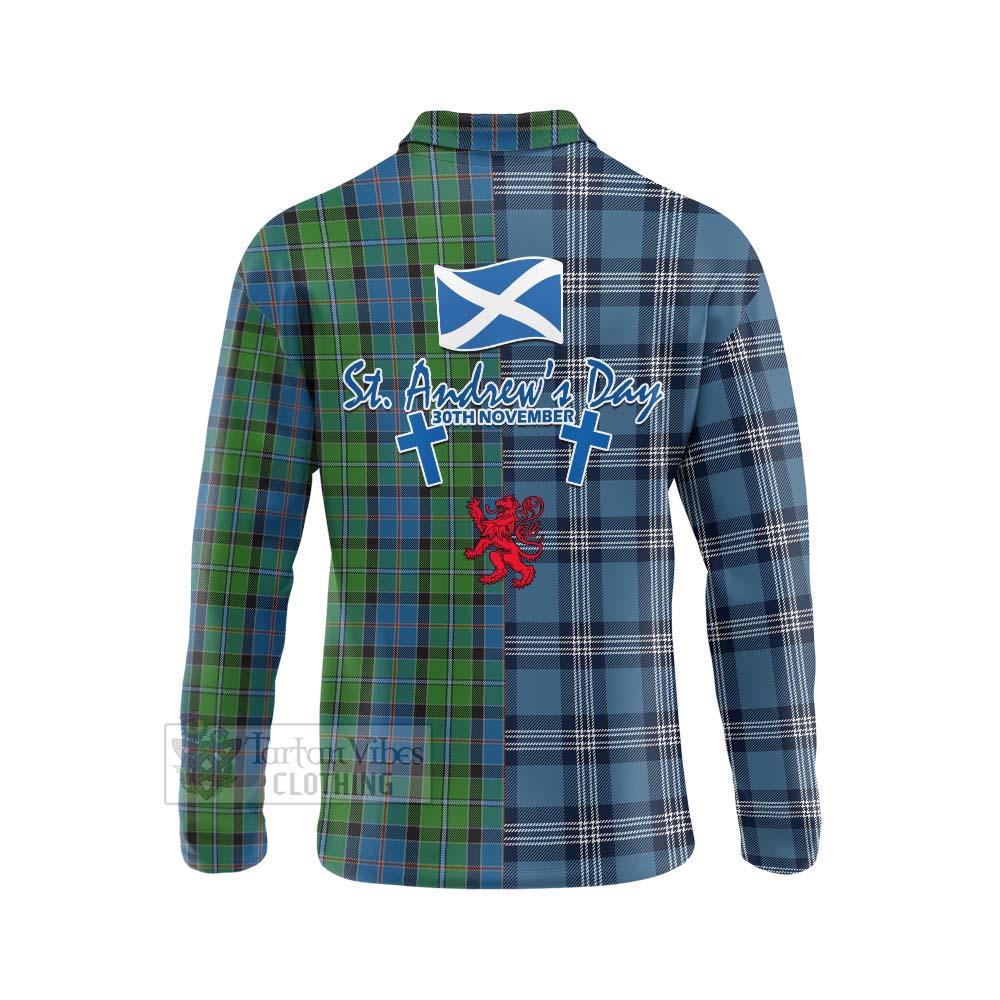 Tartan Vibes Clothing Stirling Tartan Long Sleeve Polo Shirt Happy St. Andrew's Day Half Tartan Style
