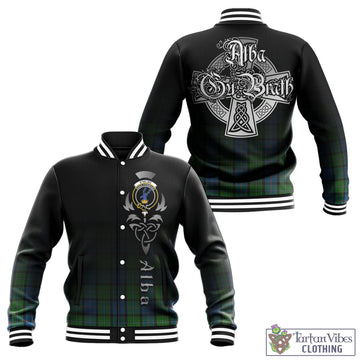 Tartan Vibes Clothing Stirling Tartan Baseball Jacket Featuring Alba Gu Brath Family Crest Celtic Inspired