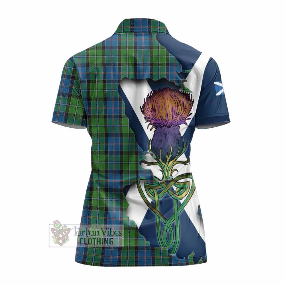Tartan Vibes Clothing Stirling Tartan Family Crest Women's Polo Shirt Scottish Thistle Celtic Inspired